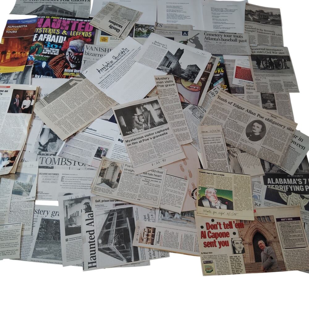 Collected Ghost & True Crime Ephemera - Cemeteries & Hauntings - 2 LBS Clippings